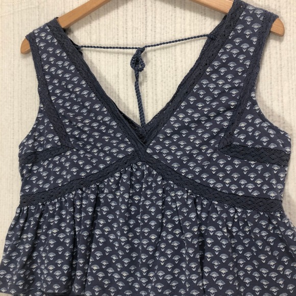 Lucky Brand Los Angeles Blue Paisley Print Sleeveless V Neck Peplum Top - Picture 1 of 8